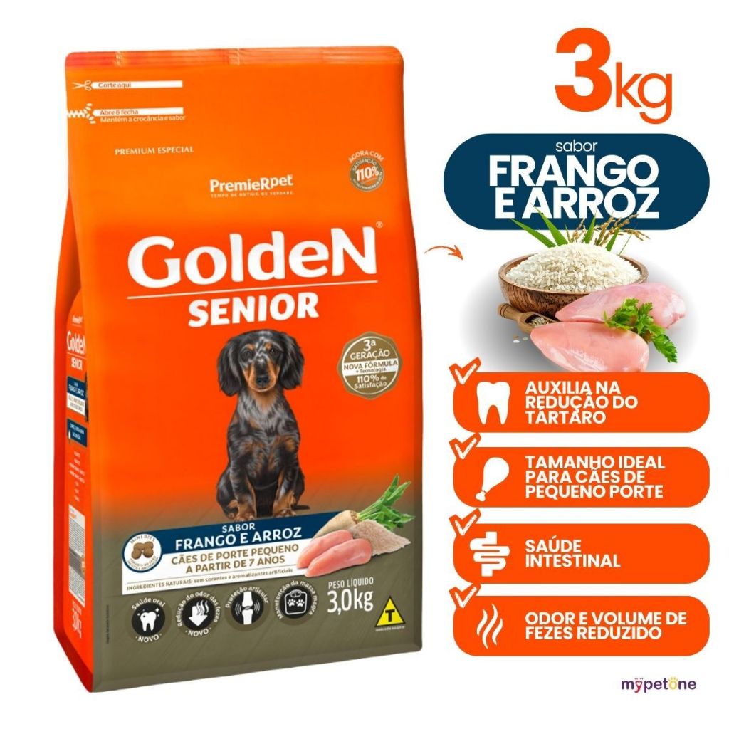 Ração Golden Fórmula Cães Adultos Sênior Sabor Frango e Arroz 3kg