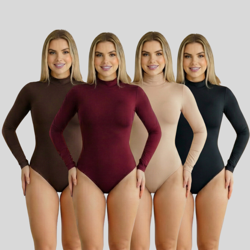 Body Feminino Manga Longa Gola Alta Segunda Pele Cacharrel Forro Duplo Inverno Moda Blogueira Tendência Suplex Premium em Oferta na Shopee