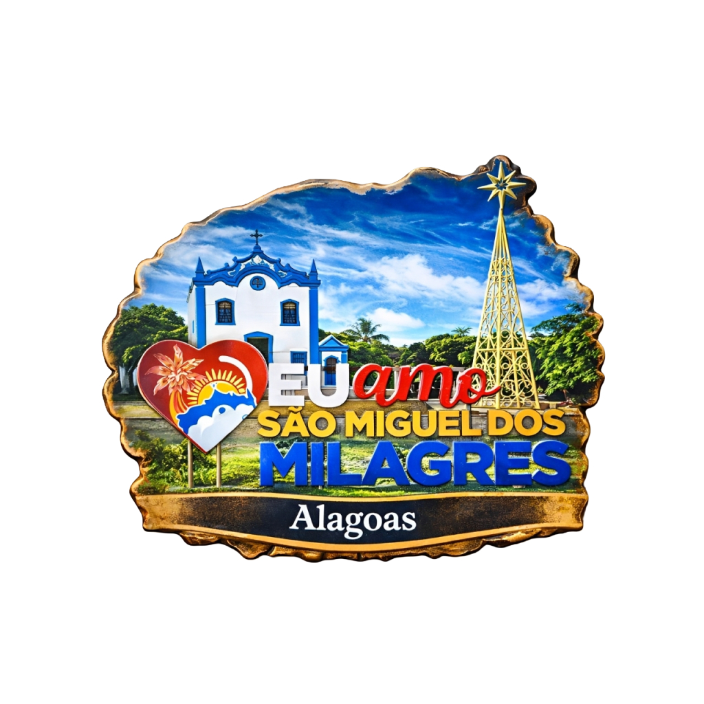 Ímã de Geladeira São Miguel dos Milagres AL | Praia + Igreja + Eu Amo + Porto Beach | MDF Decorativo
