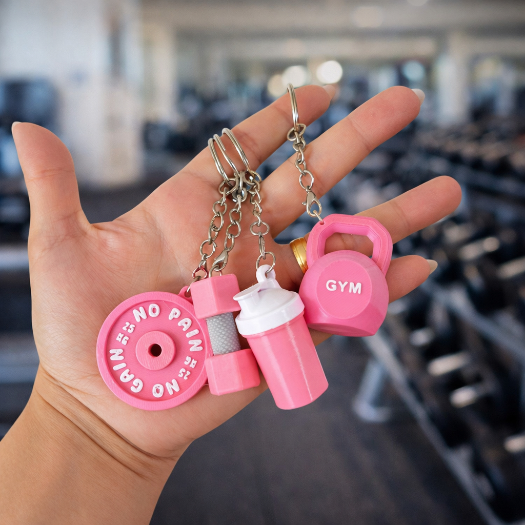 Kit Chaveiro Pesos de Academia Halteres/Kettlebell/Anilha/Brinde academia
