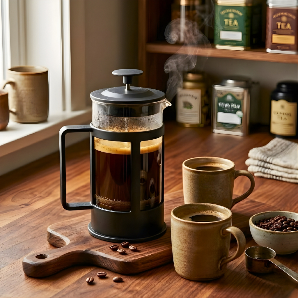 Prensa Francesa Café e Chá – Filtro, Vidro, Elegante
