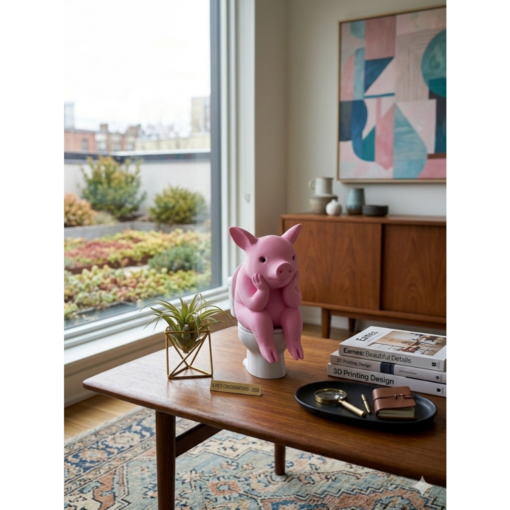 Porquinho no Vaso Decorativo – Peça Criativa, Engraçada, com Ótimo Acabamento e Destaque na Decoração