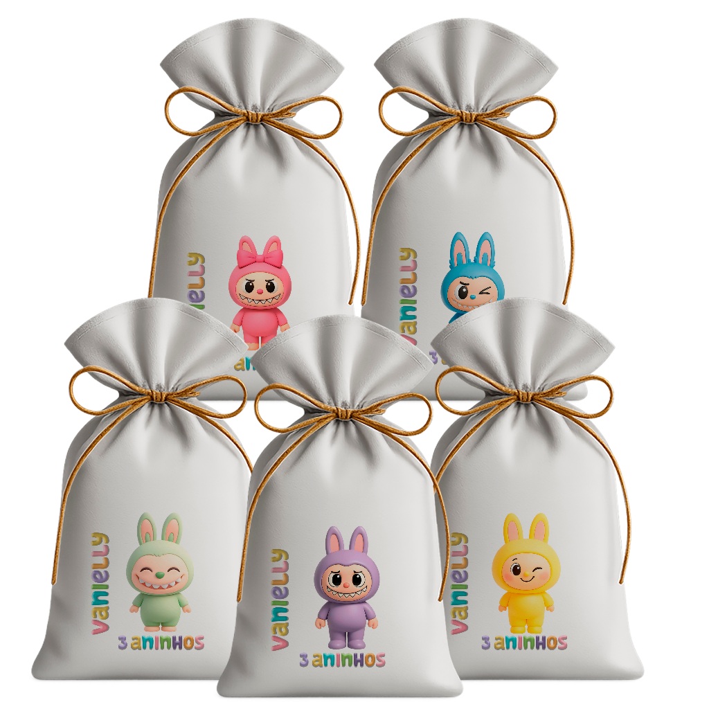 Saquinho Sacolinha Lembrancinha Festa Aniversário Infantil Tecido Personalizado La Bu Bu