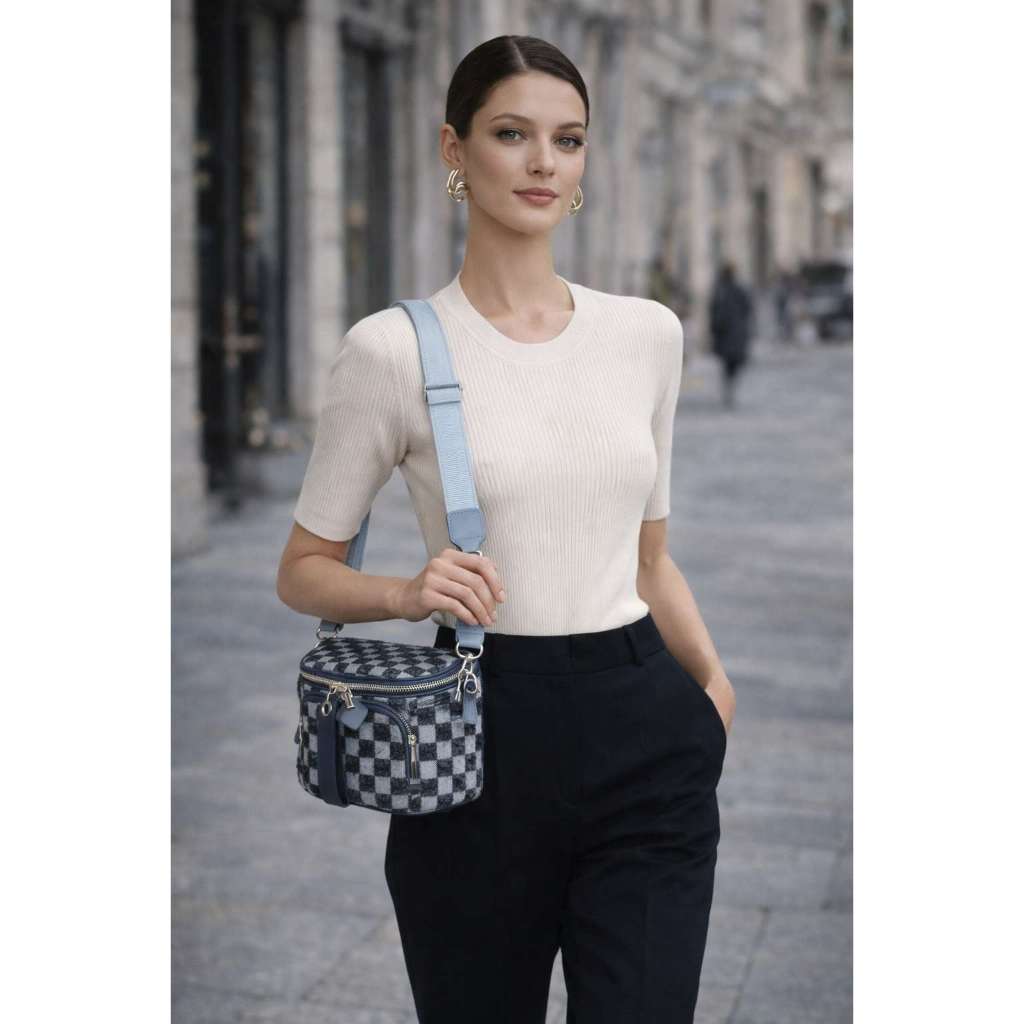 Bolsa feminina estilo baú jeans