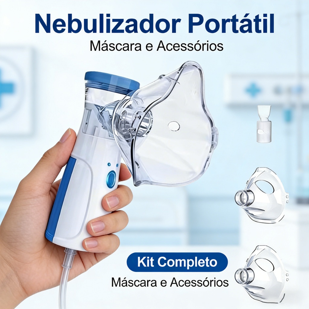 Nebulizador Portátil Mini Inalador Silencioso Ultra-sônico Automático para Adultos e Crianças