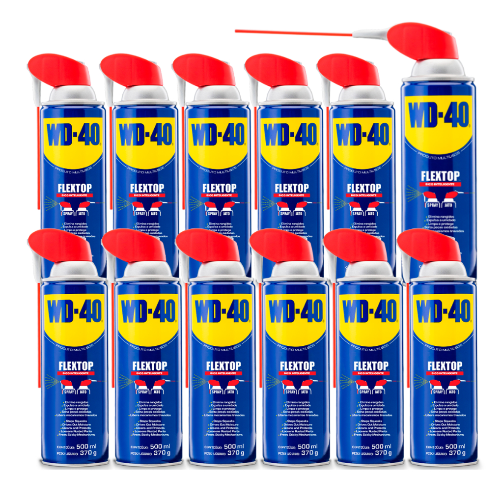 Kit 12 Wd40 Spray Flextop 500ml Lubrificante Desengripante Anticorrosivo Wd-40
