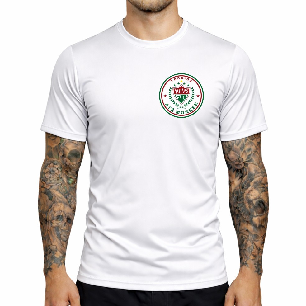 Camiseta Camisa Masculina Dry Fit Torcida YOUNG FLU Academia Futebol Treino Básica Casual  Slim