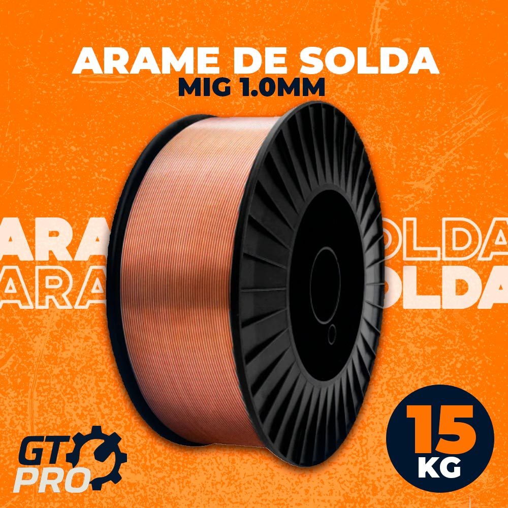 Arame de Solda MIG 1.0mm - GT PRO - 15kg ER70S-6 Soldagem de Aço Carbono Profissional Capa AWS A 5.18