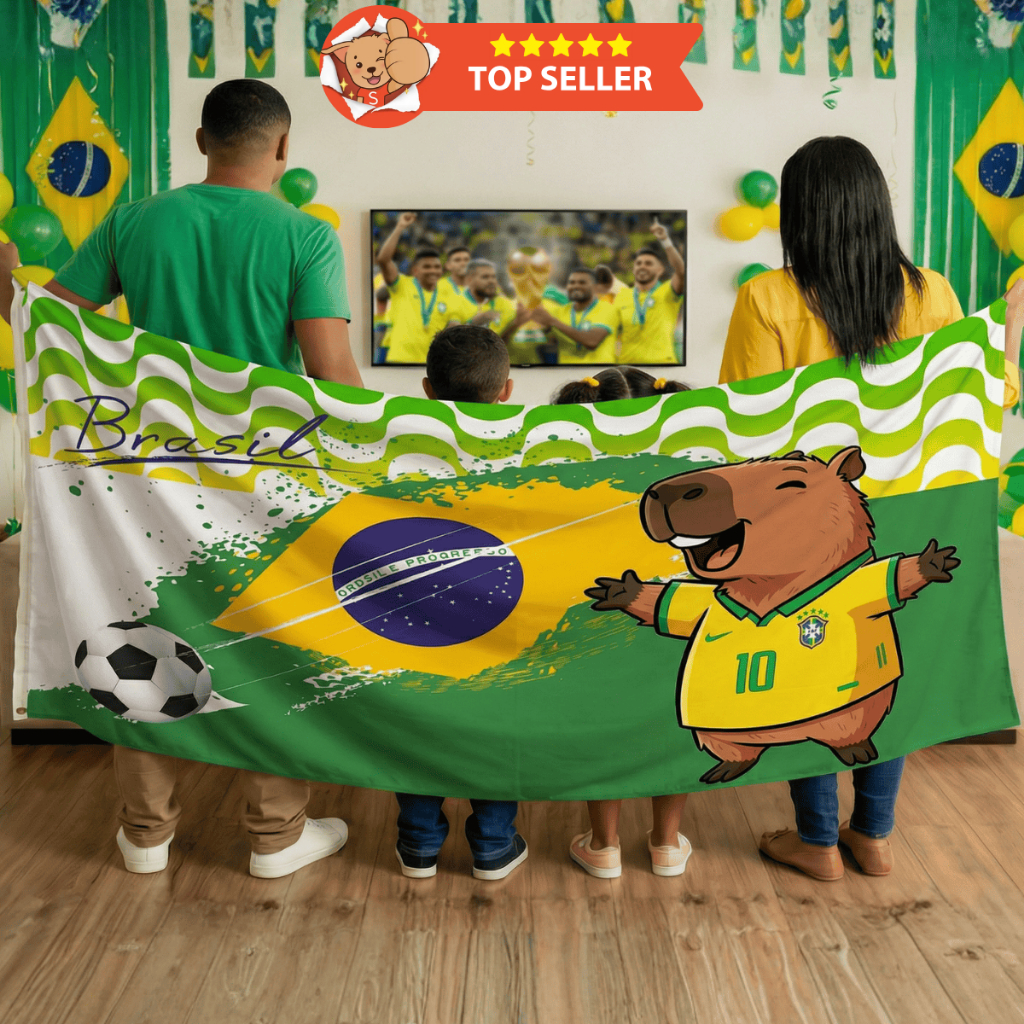 Bandeira do Brasil 230x150 com Espaço para Haste Copa do Mundo Premium