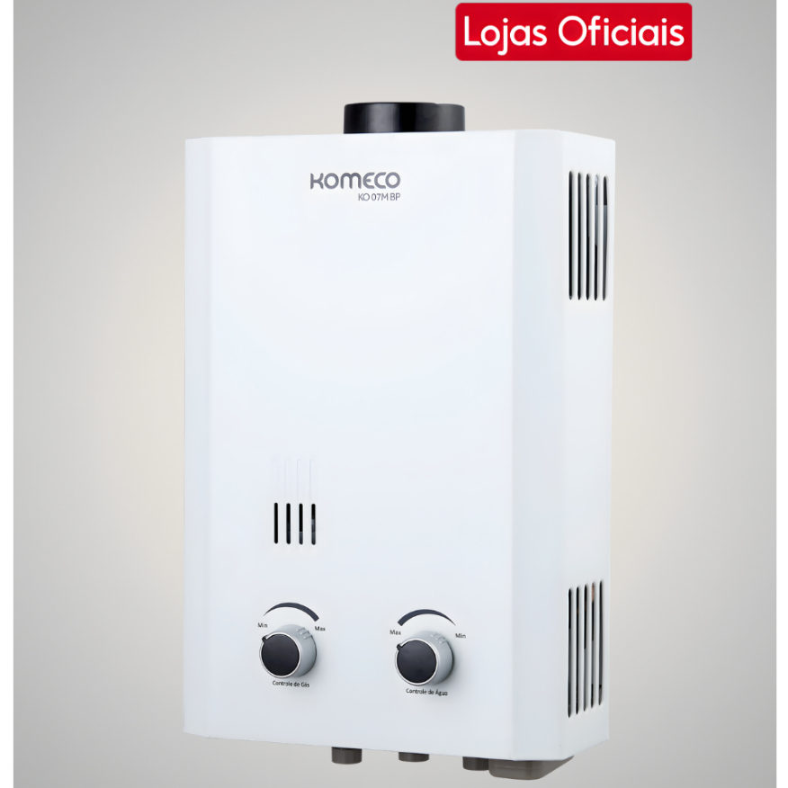 Aquecedor a Gás GLP Botijão Komeco 7 Litros KO 07M G2 Slim Branco - Automático Baixa Pressão em Oferta na Shopee