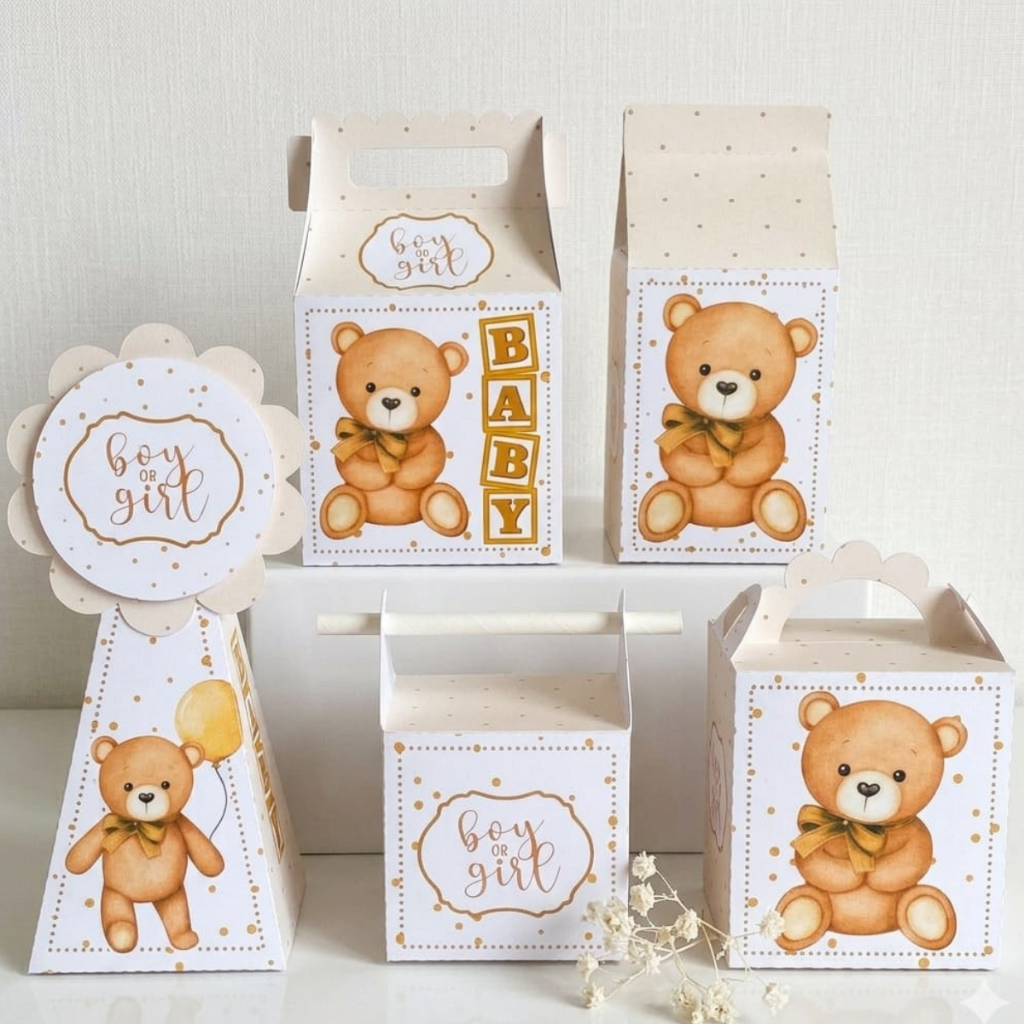 KIT FESTA PRONTA ENTREGA cha revelaçao neutro Personalizado pegue e Monte Lembrancinhas - Caixinha Personalizadas