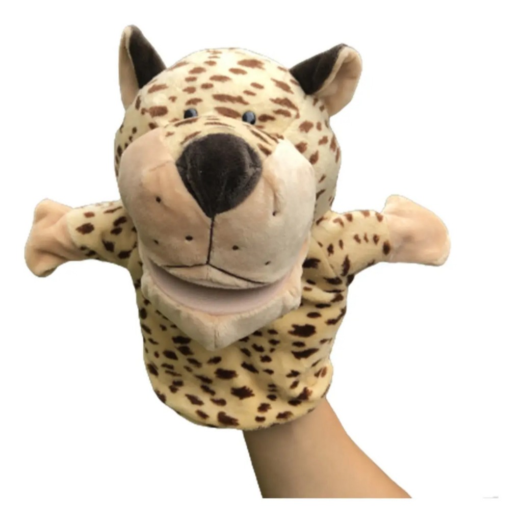 Onça Fantoche Pelúcia De Mão Teatro Infantil Educativo  Animais 25cm
