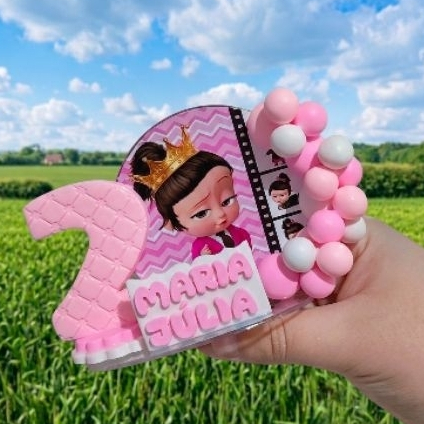 Vela de aniversário Personalizada Poderosa Chefinha/ Festa cenário Poderosa Chefinha de biscuit