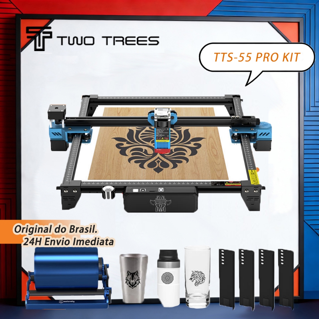 TWOTREES | Máquina de corte e gravação a laser TTS-55 Pro&ROLO, cortador e gravador a laser