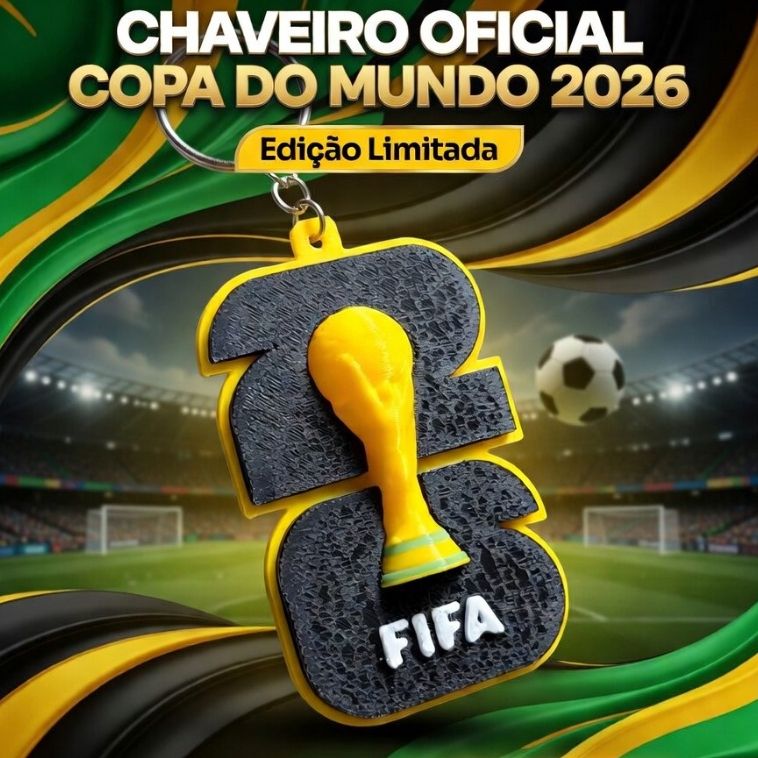 KIT Chaveiros Taça em Relevo Copa do Mundo 2026