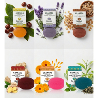 Kit 6 Sabonetes Granado Terrapeutics 90g Vegetais Veganos – Lavanda, Chá Branco, Calêndula | Presente em Oferta na Shopee