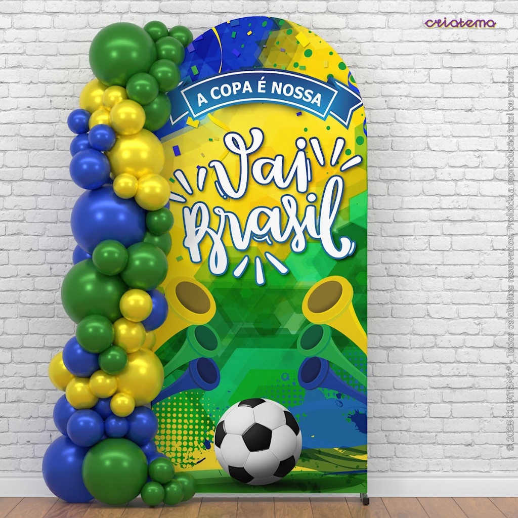 Painel Romano Copa Futebol Brasil Decorativo 2x1m Sublimado Em Tecido em Oferta na Shopee