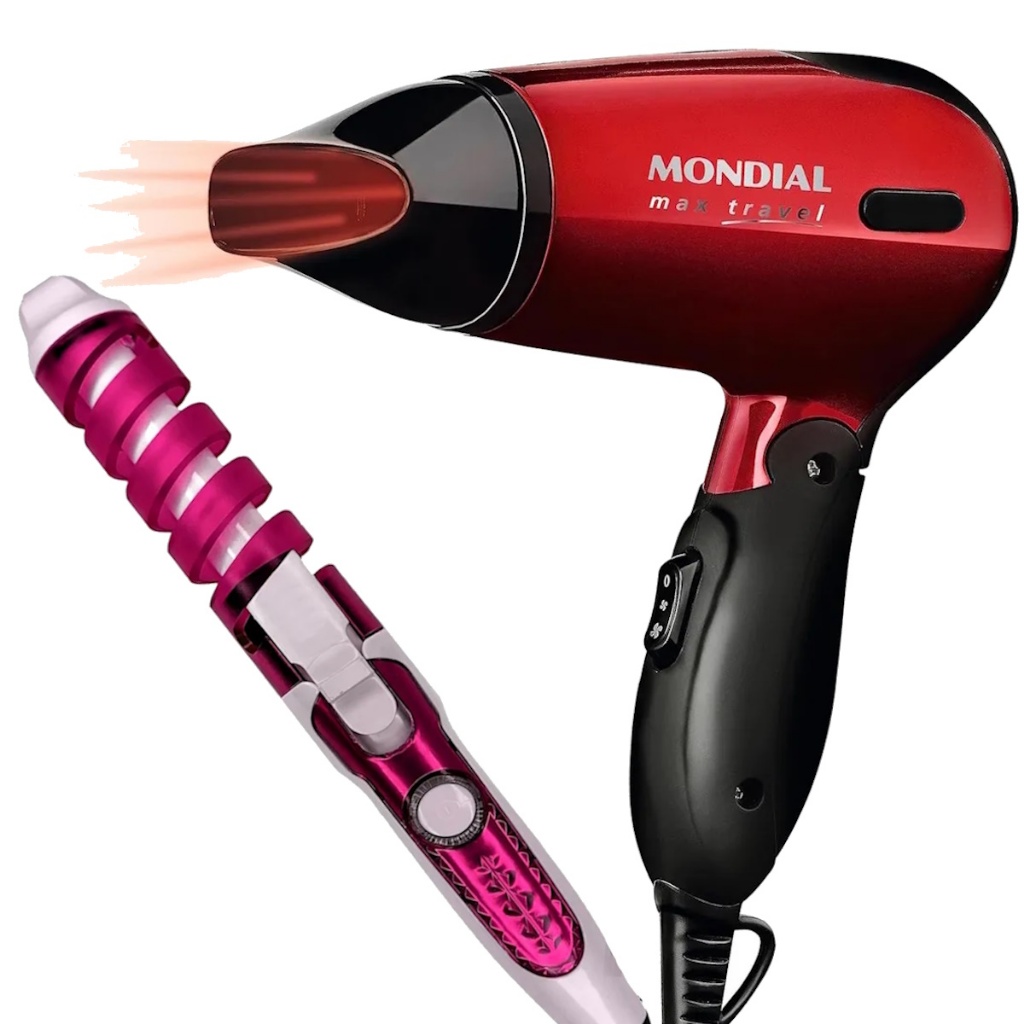 Secador De Cabelo Mondial Mini Dobrável Viagem Hotel Academia 1200w Modelador Cacheador Nova Bivolt