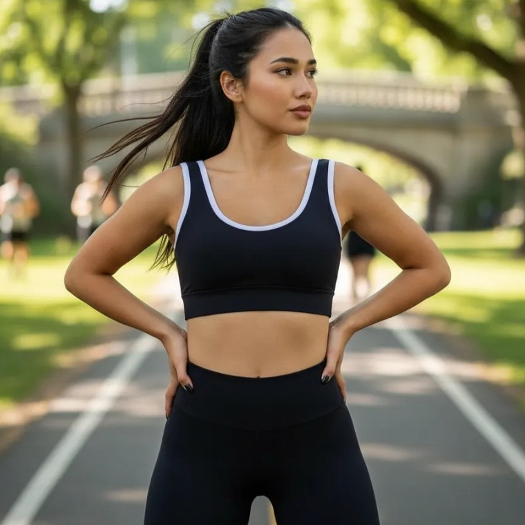 Conjunto Fitness Legging + Top Recorte Branco Cintura Alta Zero Transparência