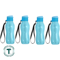 Kit com 4 Garrafas de Água Tupperware Eco Tupper Azul Claro 310ml