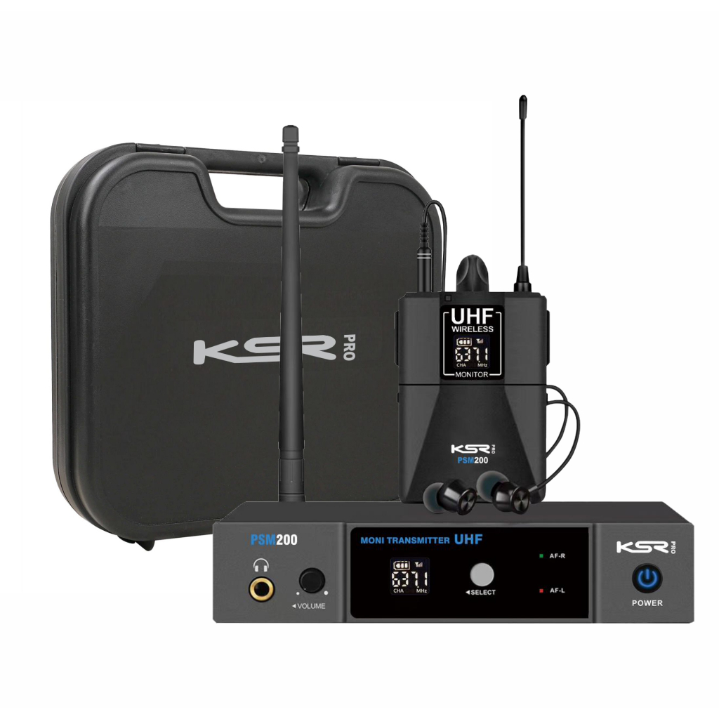 Monitor De Palco Sem Fio Fone Ponto Retorno Ksr Pro Psm200 Cor Preto