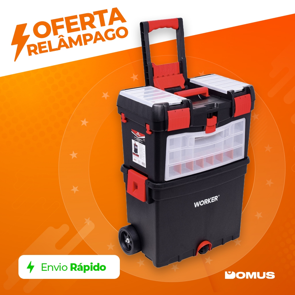 Caixa de Ferramentas Worker 24,5" com Rodas Polipropileno em Oferta na Shopee