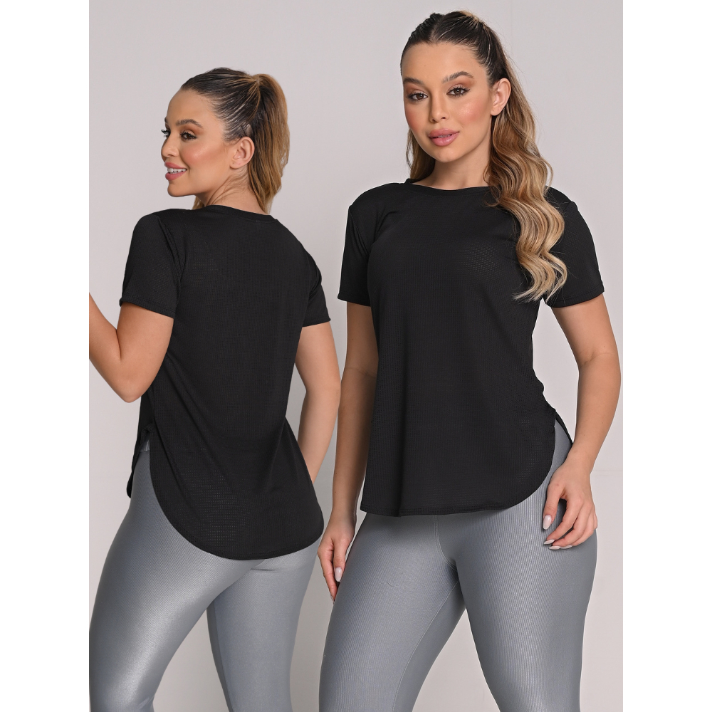 Blusa Dry Fit Oval Tapa Bumbum Camiseta Fitness T-shirt Básica Confortável Academia Treino Corrida
