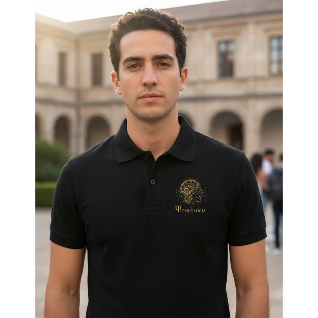 Camiseta Pólo Psicologia Masculina em Piquet Estampa em Silk Screen mais Elegância e Estilo