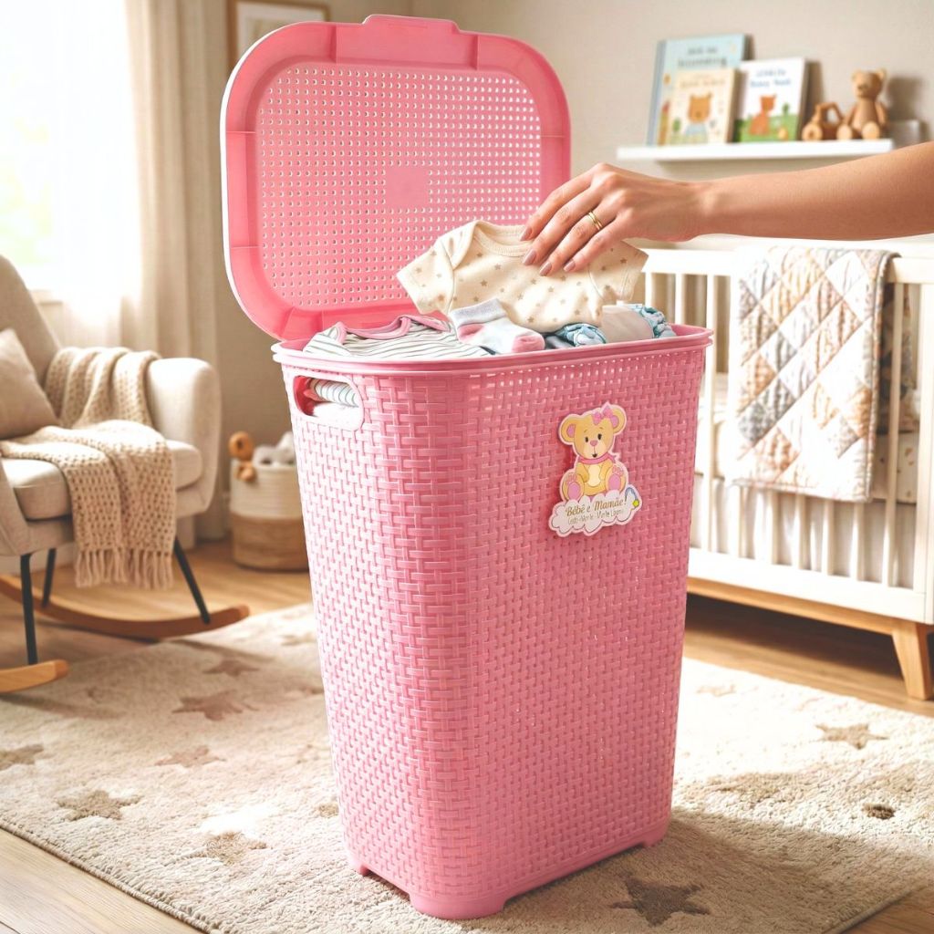 Cesto Infantil de Roupa Suja Organizador Lavanderia Sem Bagunça