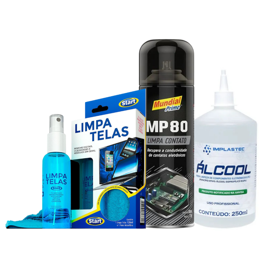 Kit Limpa Telas Limpa Contato Limpa Placas Eletrônicas Manutenção em Celulares Computadores