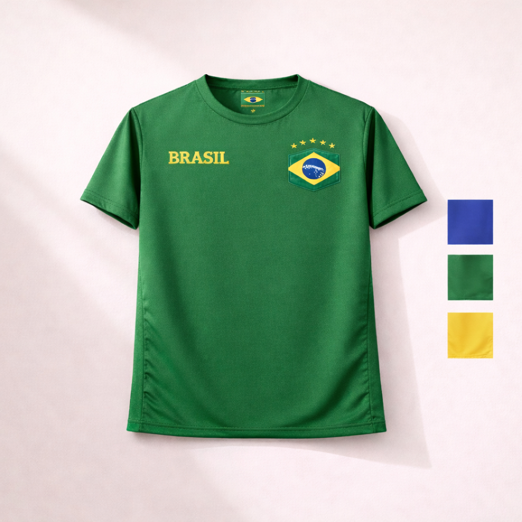 Camiseta Brasil Torcedor Oficial Estilo Copa Masculina Dri Fit Leve Confortável Futebol