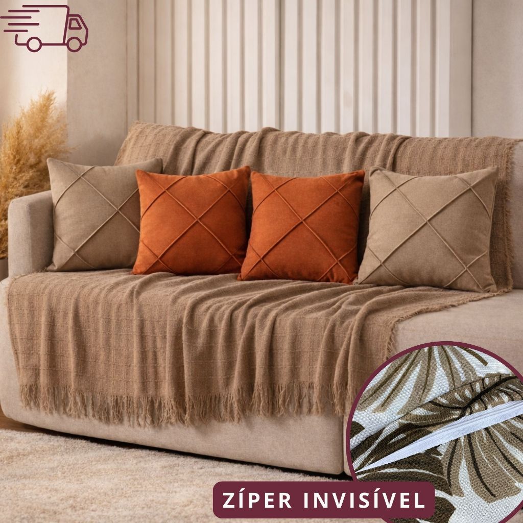 Kit Manta + Capas de Almofada Suede Drapeada Manta Grande 2,40 X 1,70 m Decoração Sala Sofá