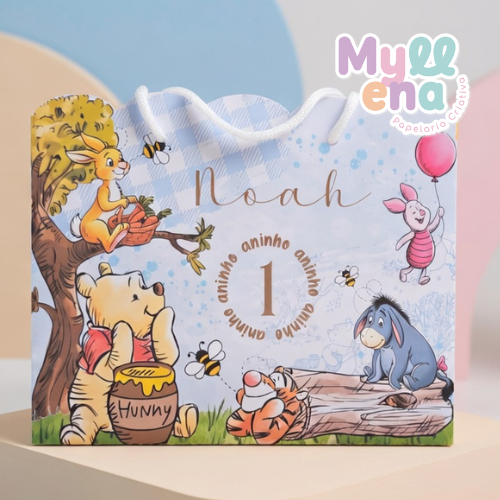 Sacolinha Personalizada Ursinho Pooh Lembrancinha de Festa Infantil Pegue e Monte