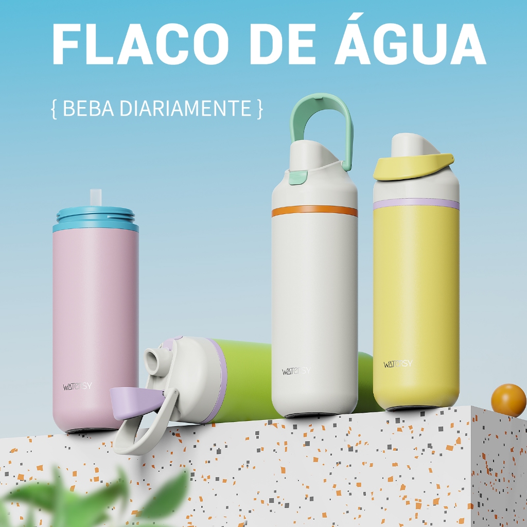 WATERSY Garrafa de Água Térmica com Palha - Perfeita para Uso Diário, Trabalho e Passeios · foto 2