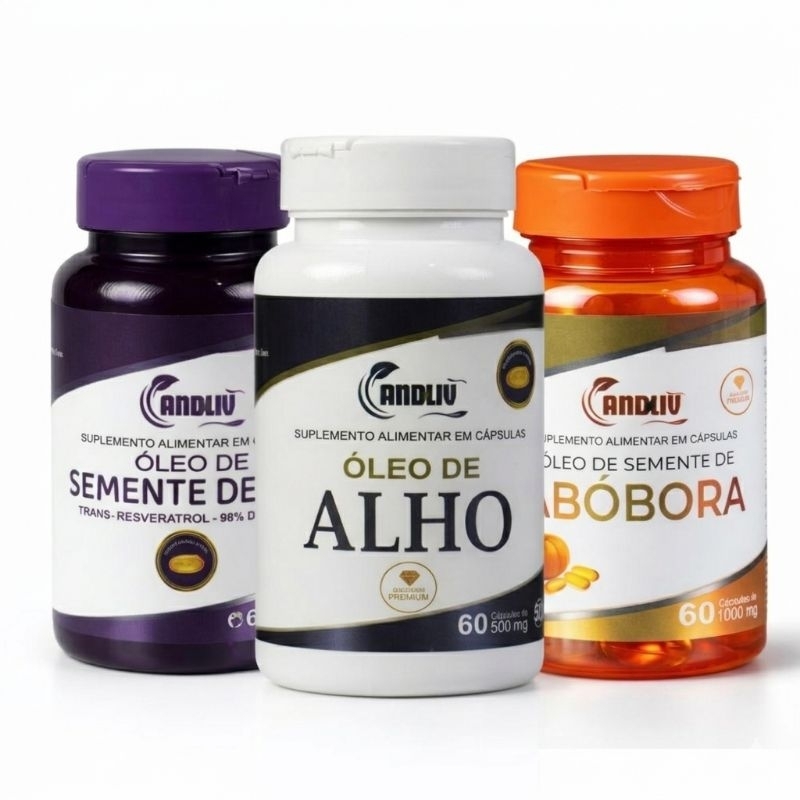 Óleo de Semente de Abóbora + Óleo Semente de Uva + Oléo de Alho em Cápsulas Andliv