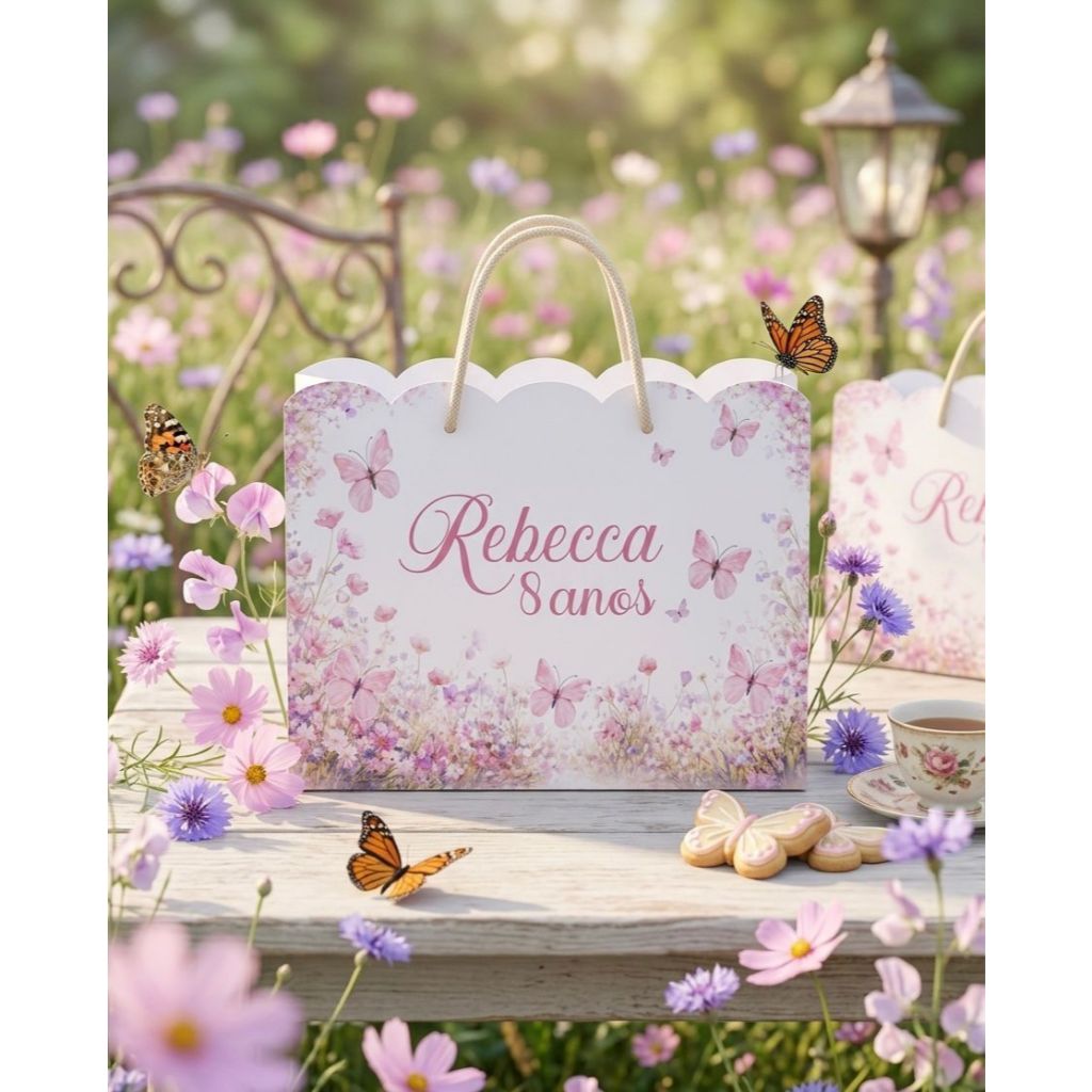 Sacolinhas JARDIM ENCANTADO Personalizado, sacolinha lembrancinha aniversário. Jardim PEGUE E MONTE