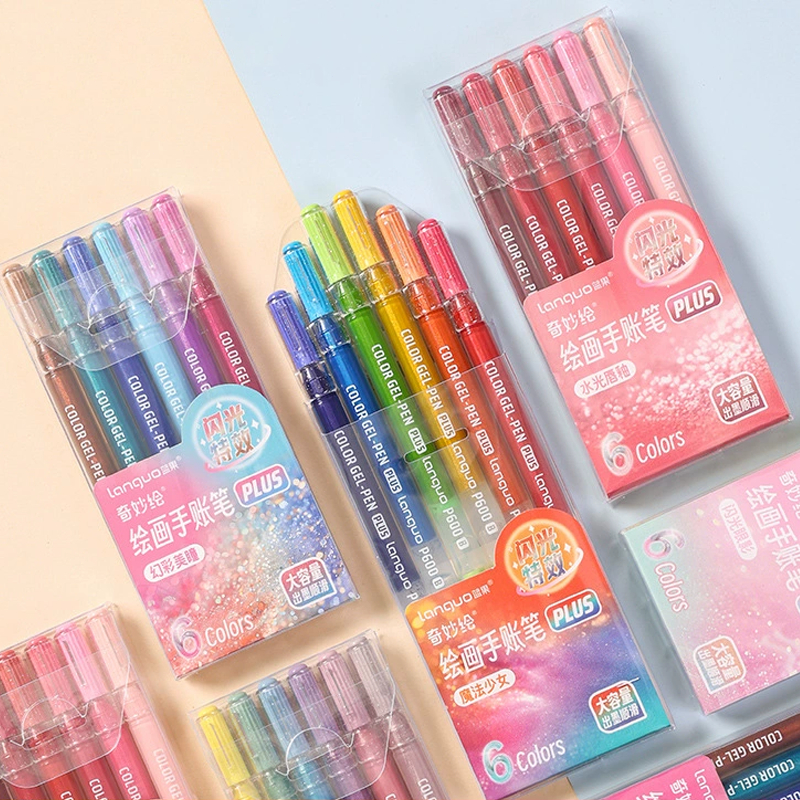 Kit Canetas Gel Glitter Metálicas 6-36 pcs - Ponta 1.0mm Tinta Super Brilhante e Opaca P600