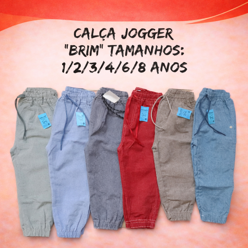 Kit 5 Calça Jogger Infantil, Linho/Fio Tinto do 1 ao 10 anos Roupa Menino Infantil em Oferta na Shopee
