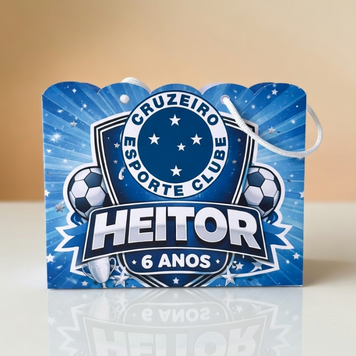 Sacolinha Personalizada Futebol Cruzeiro | Lembrancinha Infantil Futebol  | Papel Fotográfico | Pegue e Monte Nome e I