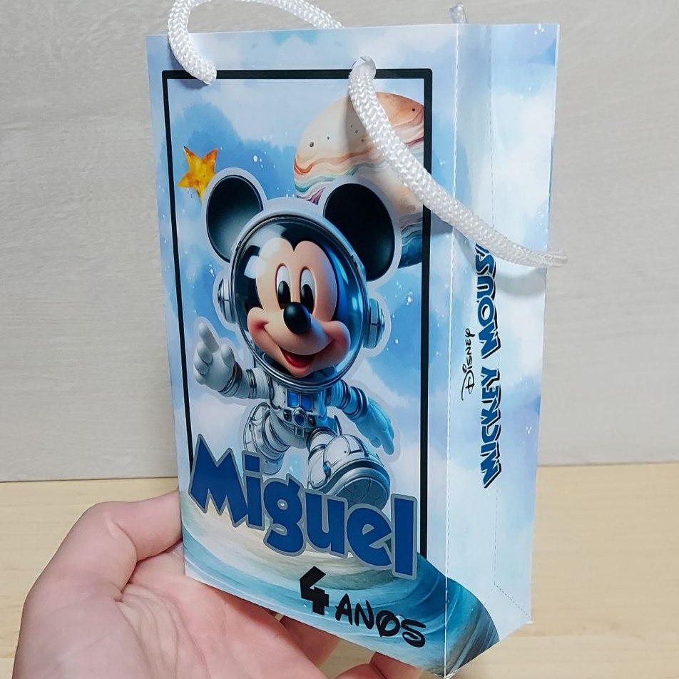 Sacolinha Surpresa MICKEY ASTRONAUTA Personalizada (10x15cm) Kit  Lembrancinha Festa Infantil