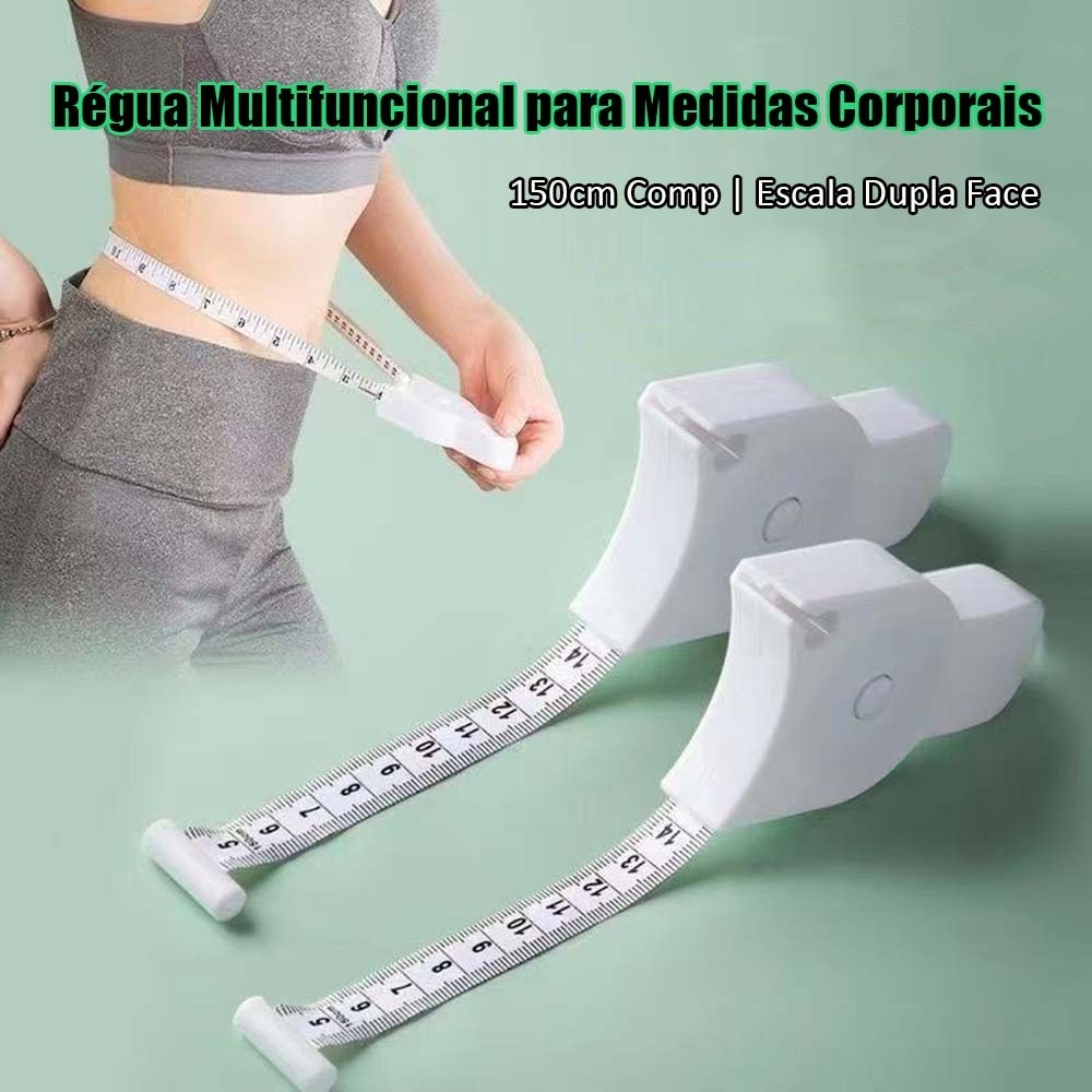 Kit 1/2/3 Fita Métrica Automática Retrátil 150cm | Medição Corporal com Cálculo de IMC para Fitness e Nutricionistas