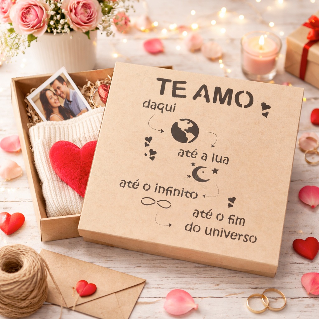 Caixa Grande MDF 30x30x10 Para Embalagem Presente Amor Infinito Pai Mãe Amigo Namorados Especial