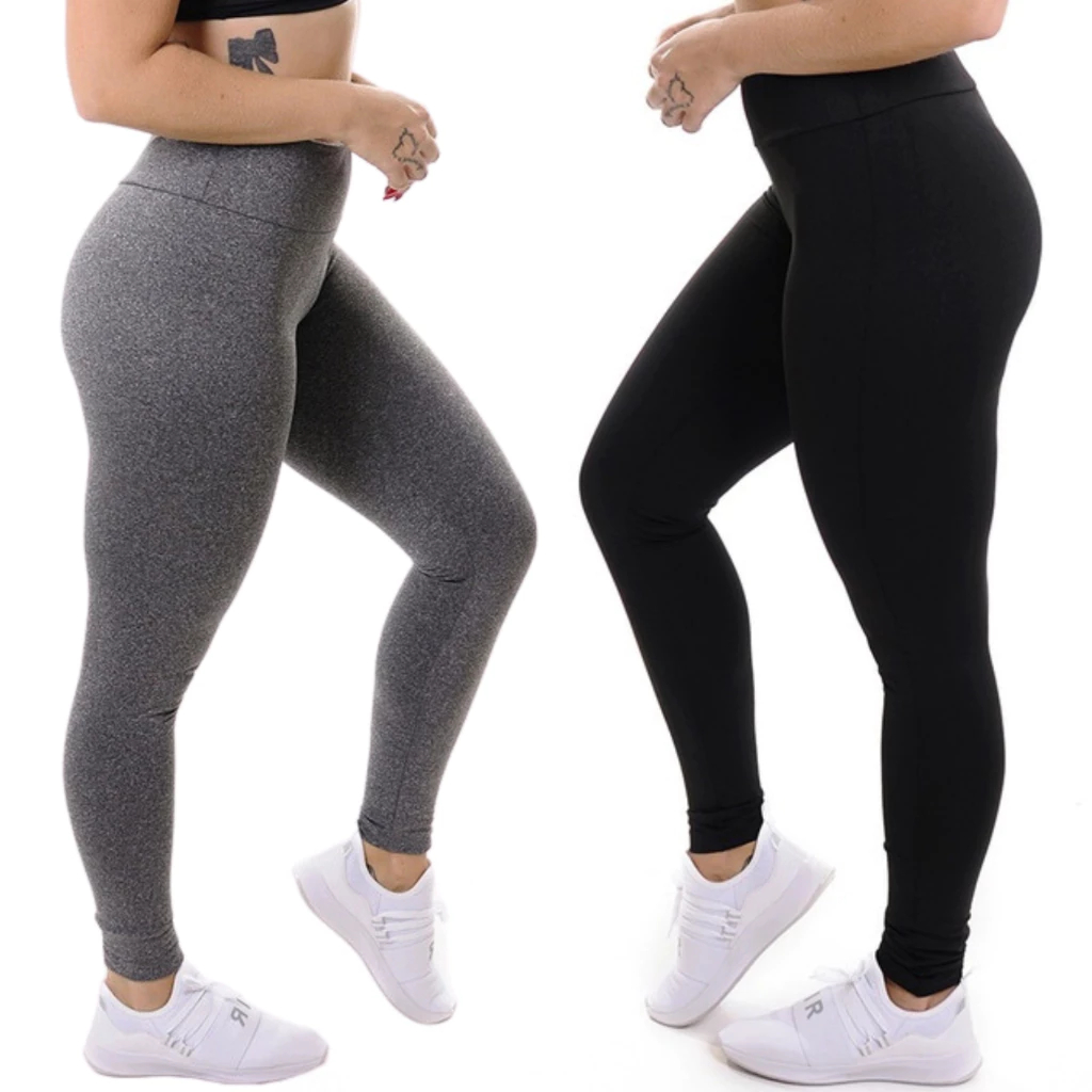 Kit 2 Calças Legging Leg Suplex Grossa Zero Transparência Costura Reforçada Cintura Alta