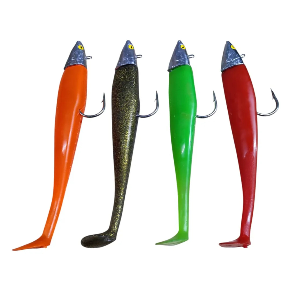 Kit 4 Isca Garoupa Atum Shad Maximus Pesca 350 Gr 32 Cm