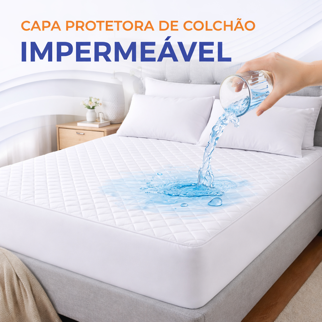 Capa de Colchão Impermeável Protetora Matelado Com Elástico Pillow Top Casal Queen King Solteiro
