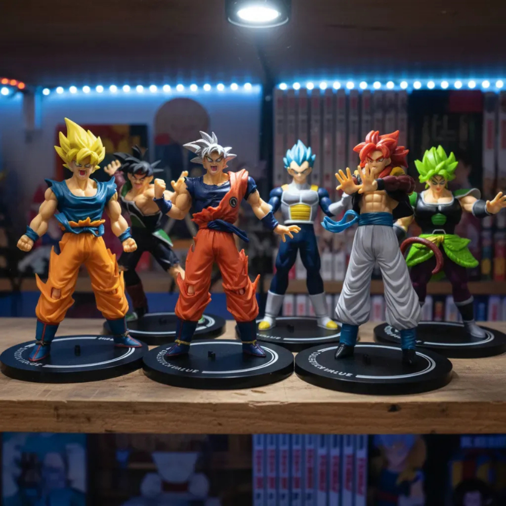 Kit 6 Boneco Figura de Ação Dragon Ball Z Boneco Goku Gogeta Vegeta Broly Boneco com Base 16cm Médio