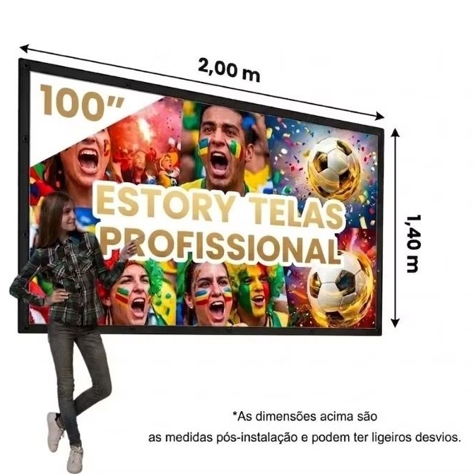 Tela de Projeção 100” Estory Profissional – Alta Definição para Projetores 4K