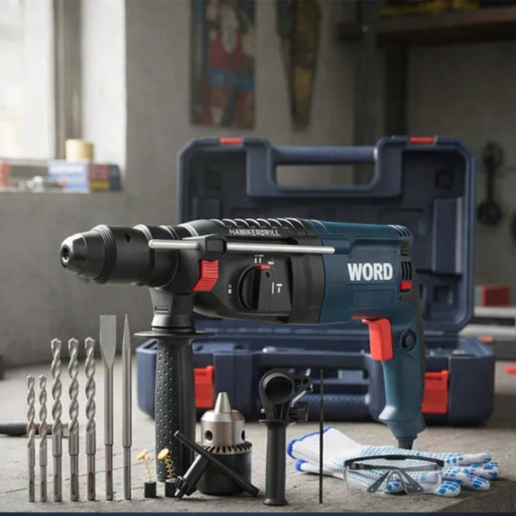 Martelete Furadeira de Impacto Rotativo 5kg Rompedor Demolidor Perfurador 1200w Com Acessorios