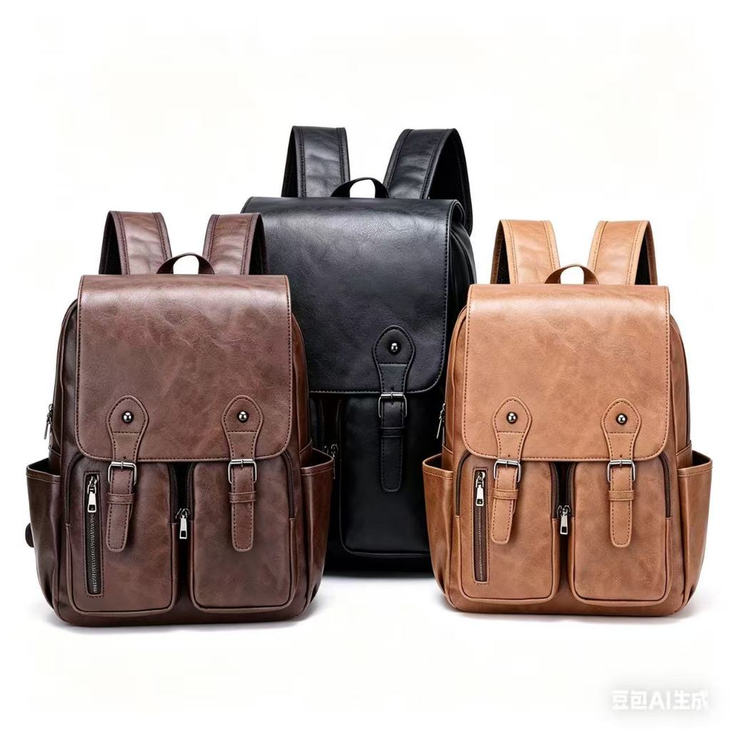 Mochila De Couro PU Masculina Impermeável Vintage CODIGO;p-2