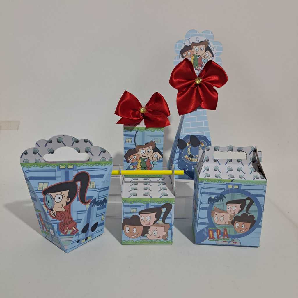 PEGUE E MONTE Kit BÁSICO Personalizado Tema DPA - Detetives do Prédio Azul - Caixinhas para festa